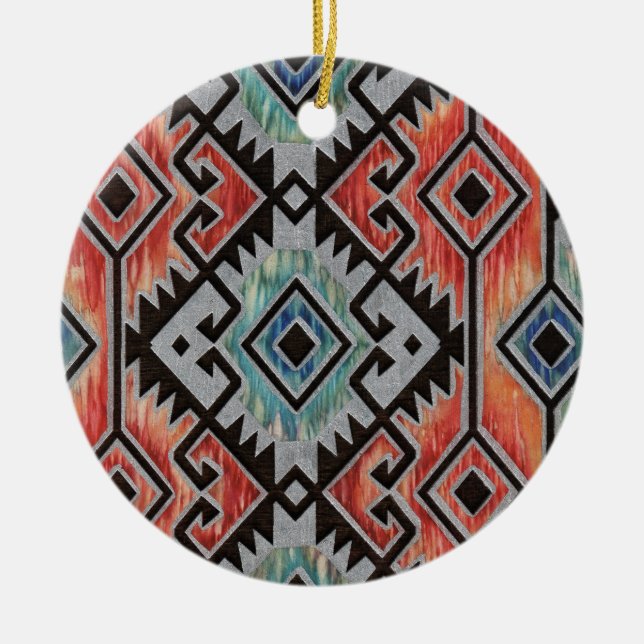 Southwest Silver Ceramic Tree Decoration (Front)