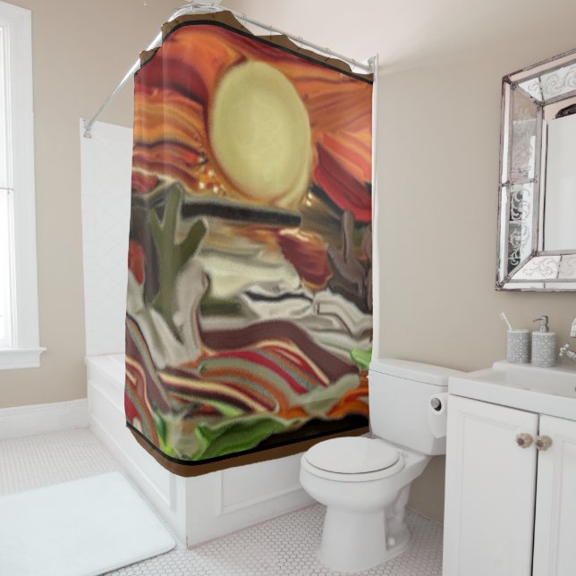 Southwest Skies Abstract Art Shower Curtain (In Situ)