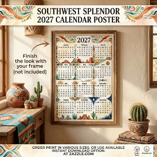 Southwest splendour 2027 wall calendar poster