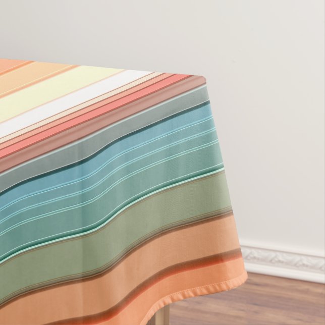Southwest Stripes Muted Colour Tablecloth (In Situ)