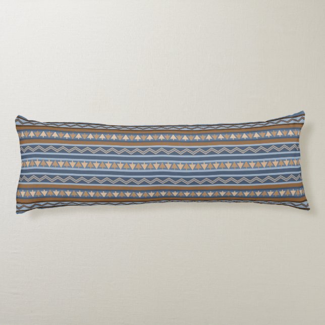 Southwest Style Blue and Brown Geometric Pattern Body Cushion (Back)
