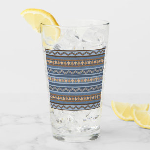 Southwest Style Blue and Brown Geometric Pattern Glass