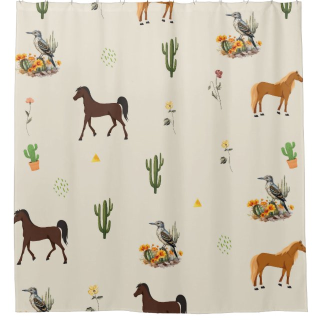 Southwest style desert animals shower curtain (Front)