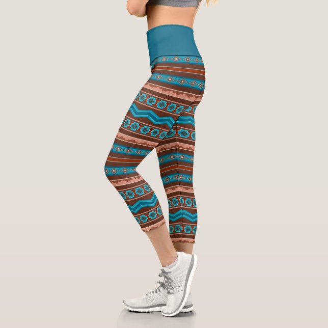 Southwest Style Geometric Cameron Gorge Design Capri Leggings (Left)