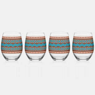 Southwest Style Geometric Cameron Gorge Design Stemless Wine Glass
