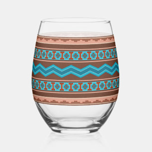 Southwest Style Geometric Cameron Gorge Design Stemless Wine Glass