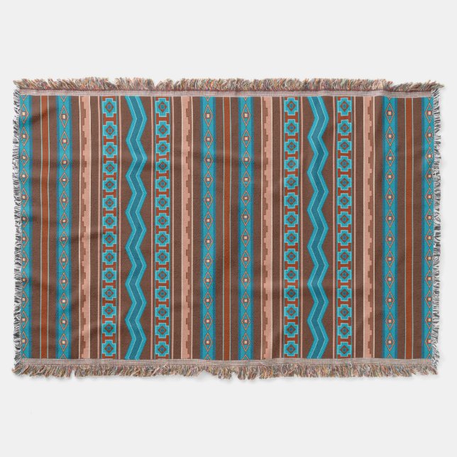 Southwest Style Geometric Cameron Gorge Design Throw Blanket (Front)