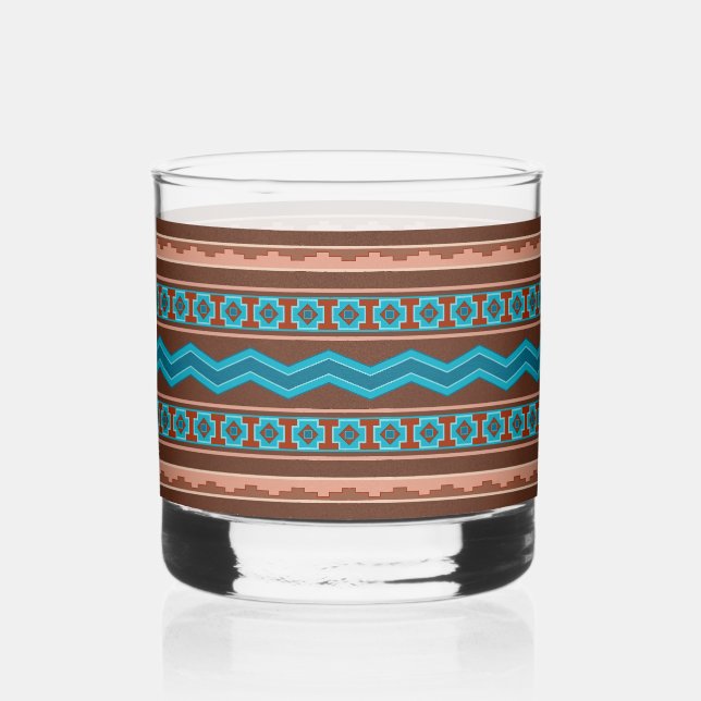 Southwest Style Geometric Cameron Gorge Design Whiskey Glass (Front)
