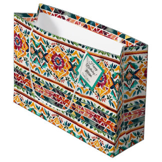 Southwest Style Watercolor Print Custom Gift Tag Large Gift Bag