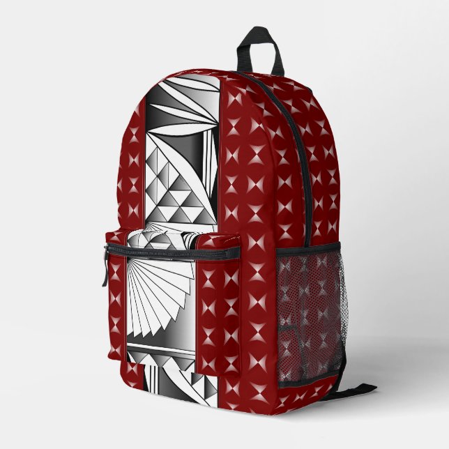 Southwest Sunrise in Deep Red Printed Backpack (Back Corner Right)