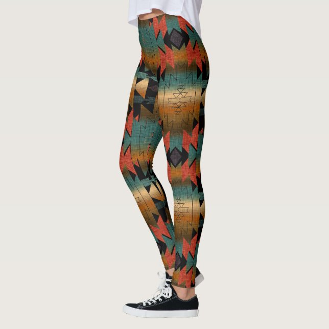 Southwest Sunset Beautiful Boho Colours Leggings (Left)