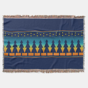 Southwest Sunset Pines Blue Throw Blanket