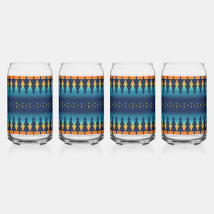 Southwest Sunset Pines Saddle Blanket Style Design Can Glass