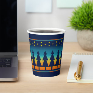 Southwest Sunset Starry Night and Pines Design Paper Cups