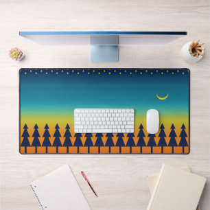 Southwest Sunset with Pine Trees, Stars and Moon Desk Mat