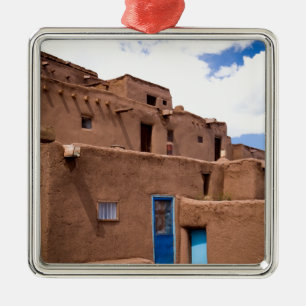 Southwest Taos Adobe Pueblo House New Mexico Metal Tree Decoration