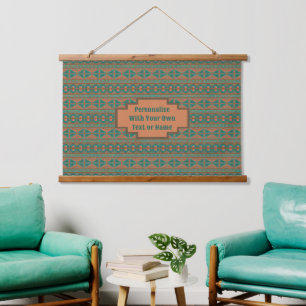 Southwest Teal Copper Geometric Design Customised Hanging Tapestry