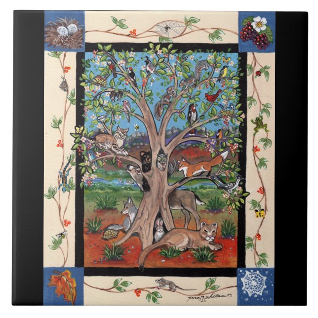 "Southwest Tree of Life" Four Seasons, Tile Trivet (Front)