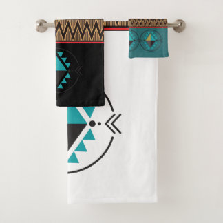 Southwest Tribal Black and Red Tribal Pattern Show Bath Towel Set