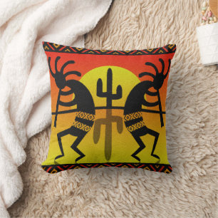 Southwest Tribal Cactus  Kokopelli Design Cushion
