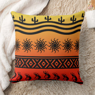 Southwest Tribal Desert Sun Cactus Kokopelli Cushion