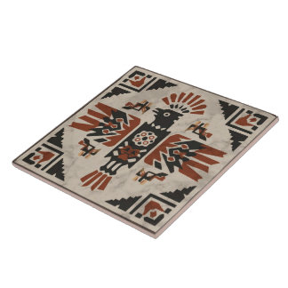 Southwest Tribal Eagle Geometric Ancestral Symbol Tile