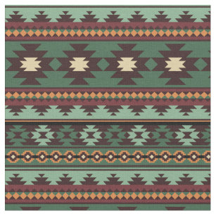 Southwest tribal green brown fabric