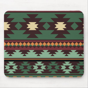 Southwest tribal green brown mouse mat