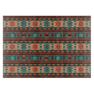 Southwest Tribal Pattern Turquoise Terracotta Cutting Board