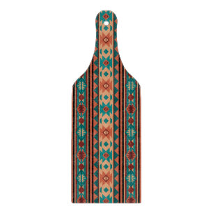 Southwest Tribal Pattern Turquoise Terracotta Cutting Board