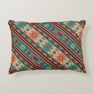 Southwest Tribal Pattern Turquoise Terracotta Decorative Cushion