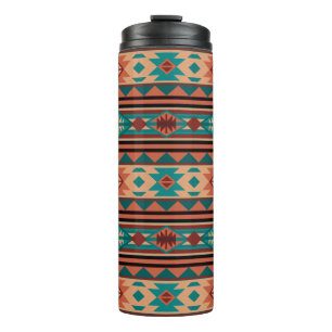 Southwest Tribal Pattern Turquoise Terracotta Thermal Tumbler
