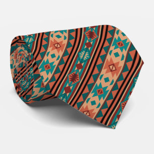 Southwest Tribal Pattern Turquoise Terracotta Tie