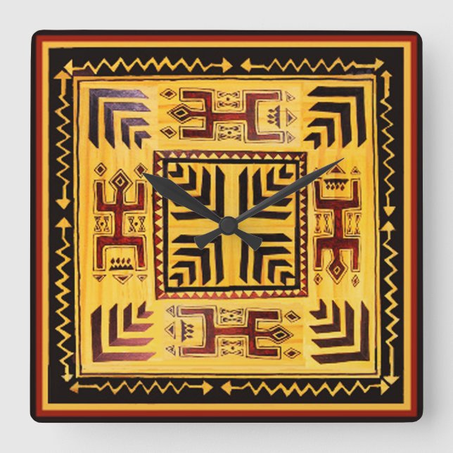 Southwest Tribal Petroglyph Wall Clock (Front)