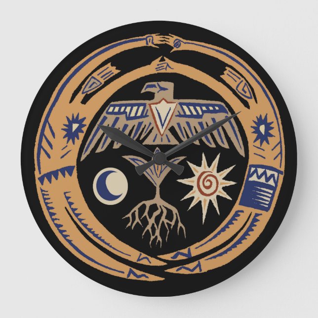 Southwest Tribal Rain Dance  Large Clock (Front)