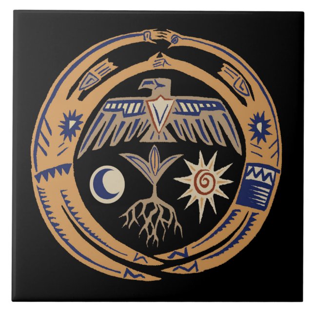 Southwest Tribal Rain Dance  Tile (Front)