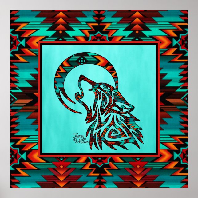 Southwest Tribal Wolf Poster (Front)