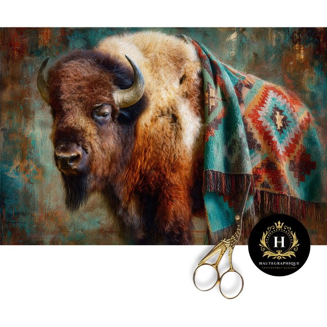 Southwest Turquoise Bison Portrait Tissue Paper (Creator Uploaded)