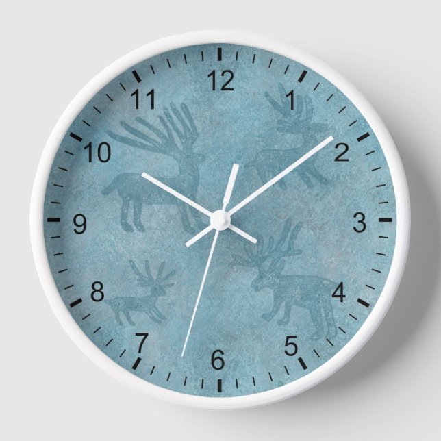 Southwest Turquoise Deer Petroglyph Framed Clock (Front)