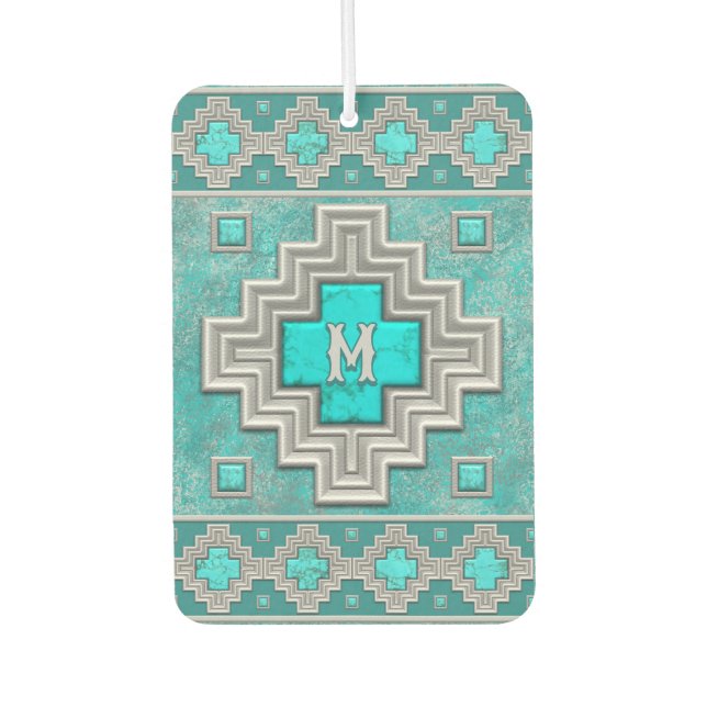 Southwest Turquoise Stone Geometric Personalised Car Air Freshener (Front)