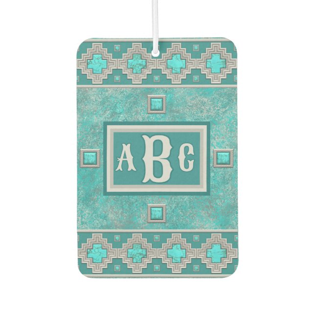 Southwest Turquoise Stone Geometric Personalised Car Air Freshener (Front)