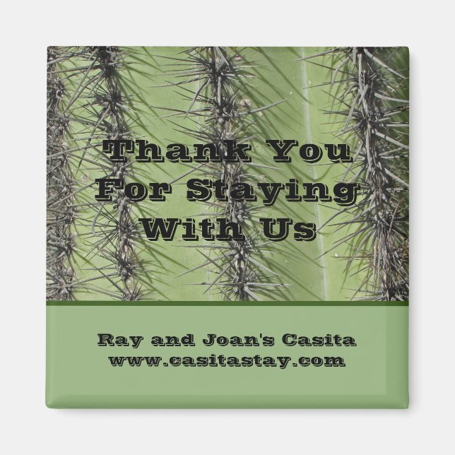 Southwest Vacation House Guest Cactus Thank You Magnet (Front)