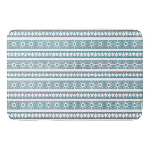 Southwest Winter Blue Geometric Snowflake Pines Lg Bath Mat