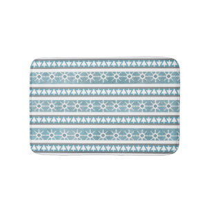 Southwest Winter Blue Geometric Snowflake Pines Sm Bath Mat