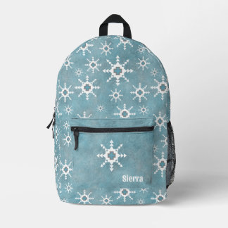 Southwest Winter Blue White Snowflake Personalised Printed Backpack