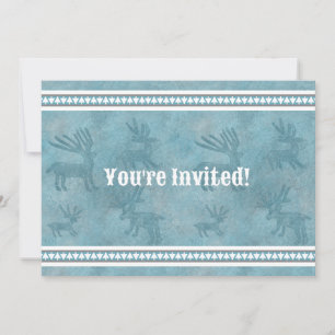 Southwest Winter Deer Blue Flat Invitation