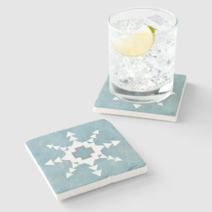 Southwest Winter Geometric Snowflake Design Stone Coaster