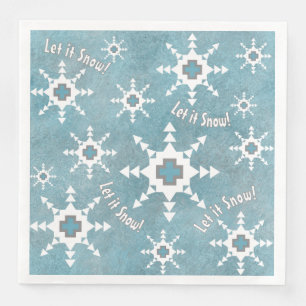 Southwest Winter Geometric Snowflakes Personalised Napkin
