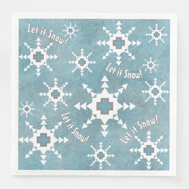 Southwest Winter Geometric Snowflakes Personalised Napkin (Front)