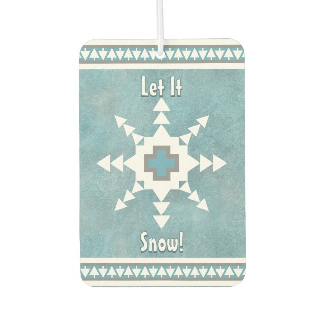 Southwest Winter Snowflake Pine Trees Personalised Car Air Freshener (Front)